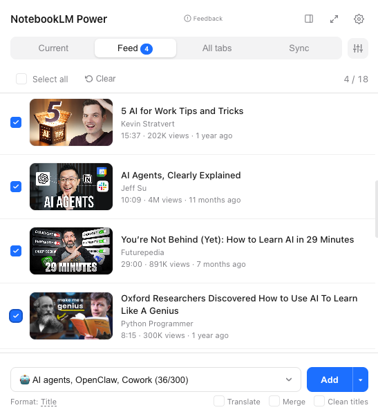 NotebookLM Power Extension overlay on YouTube